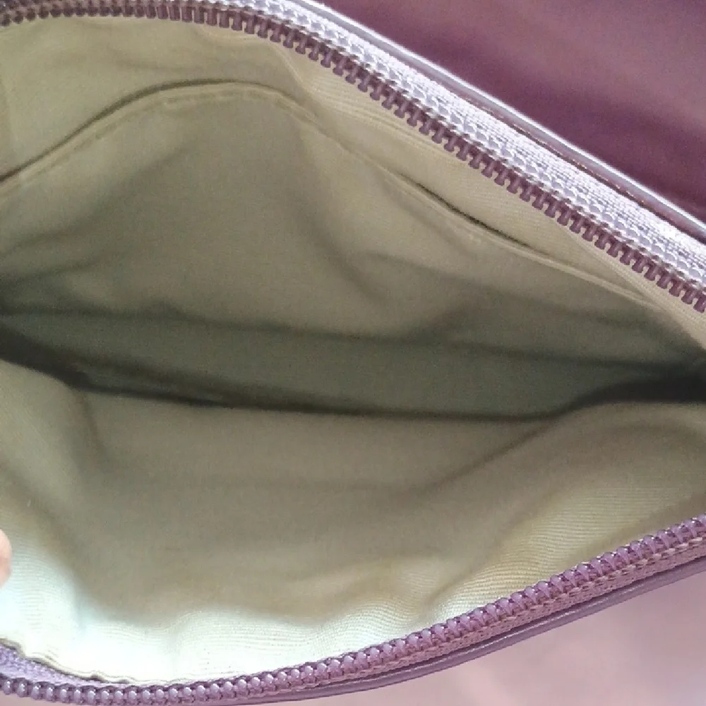 Coach Ashley Mauve Leather Shoulder Bag And Ponch Wristlet.